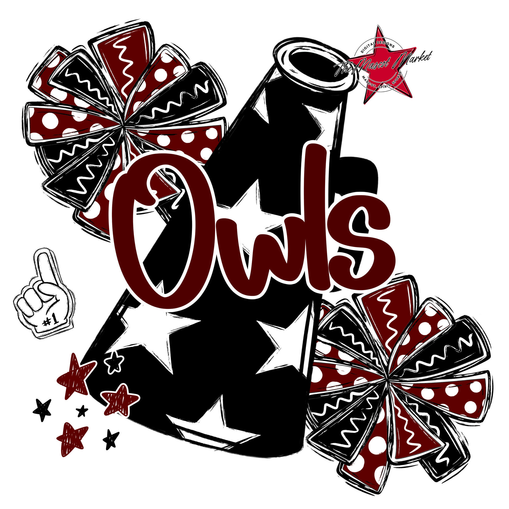 Owls Alpha Megaphone Design-Maroon