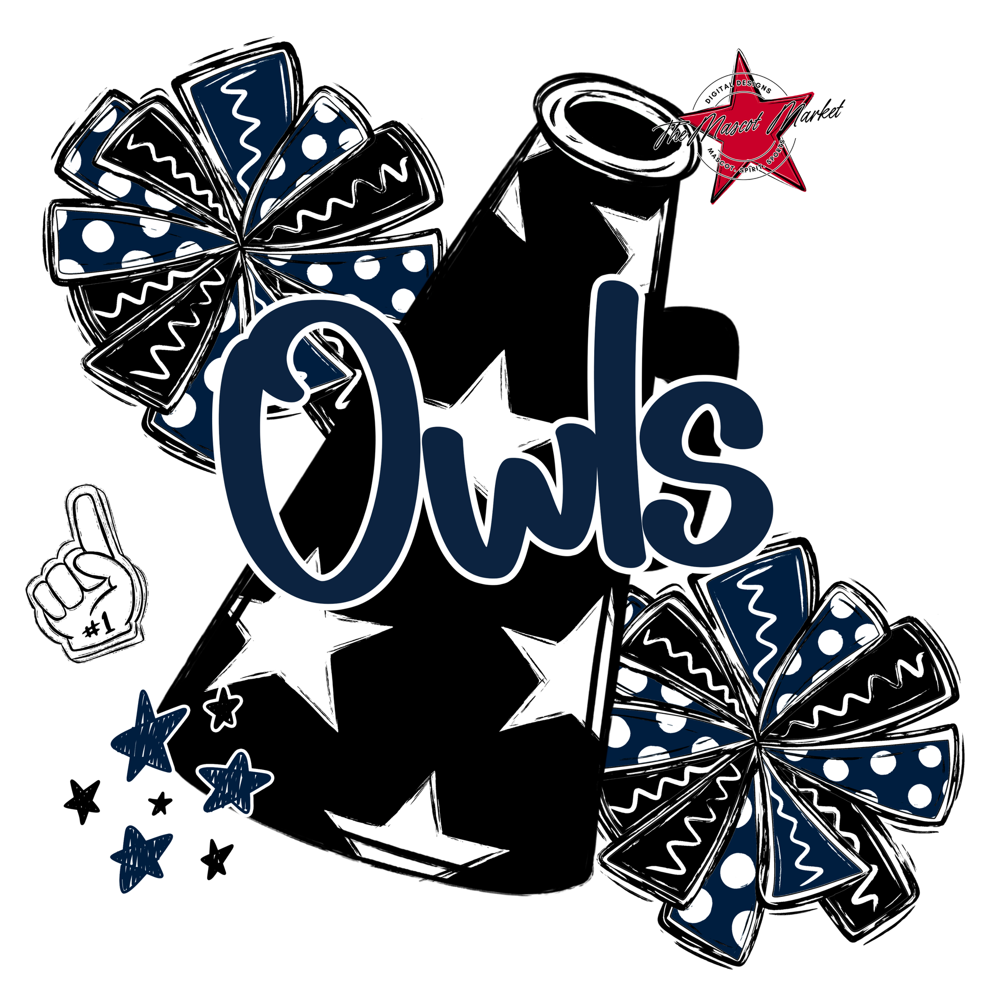 Owls Alpha Megaphone Design-Navy