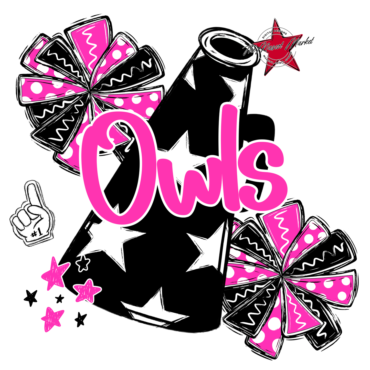 Owls Alpha Megaphone Design-Pink