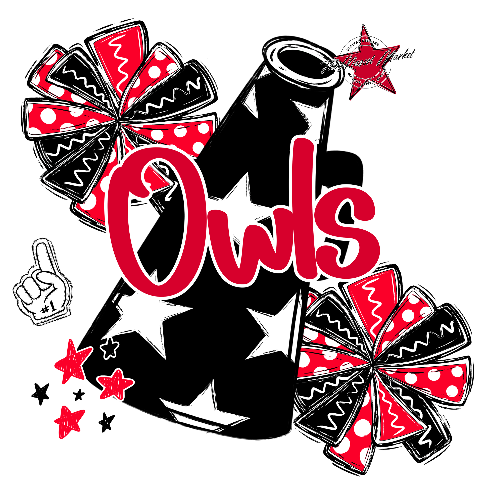 Owls Alpha Megaphone Design-Red