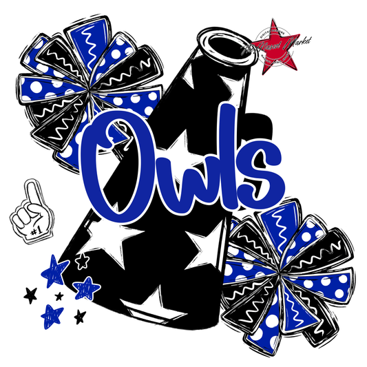 Owls Alpha Megaphone Design-Royal Blue