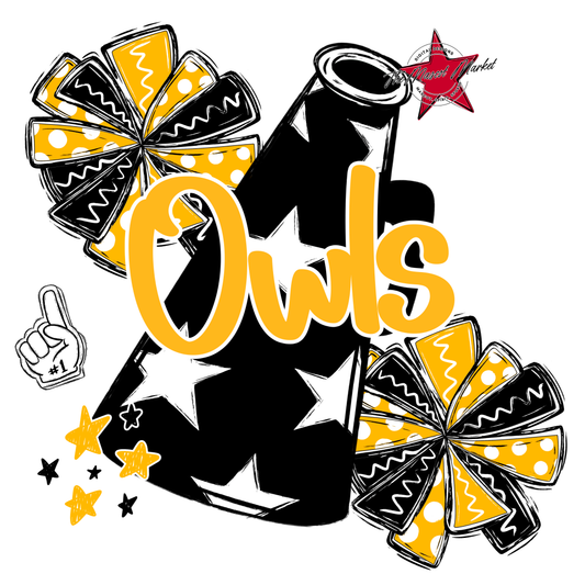 Owls Alpha Megaphone Design-Yellow