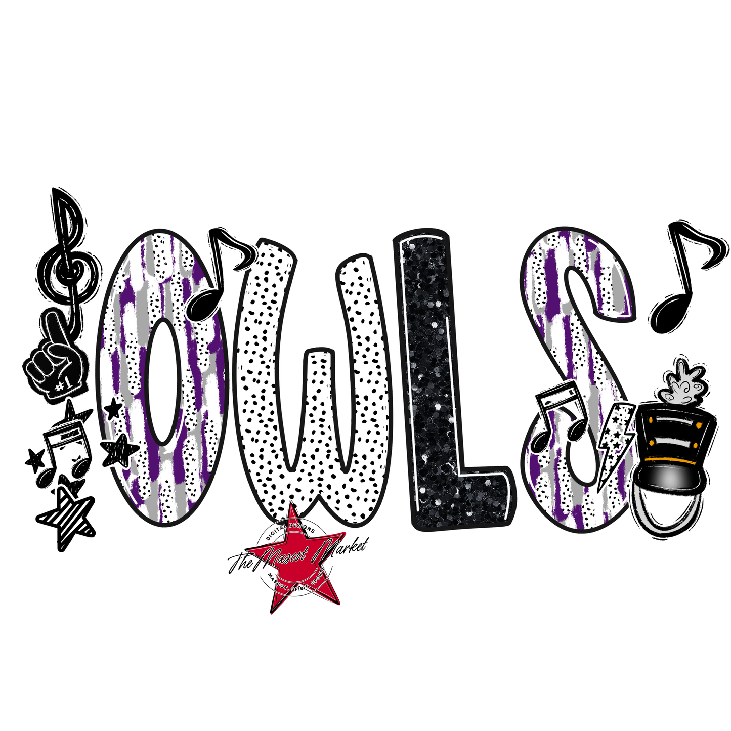 Owls Band Scrape-Purple-Grey