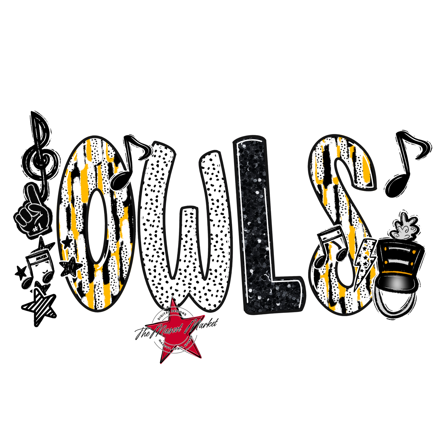 Owls Band Scrape-Yellow