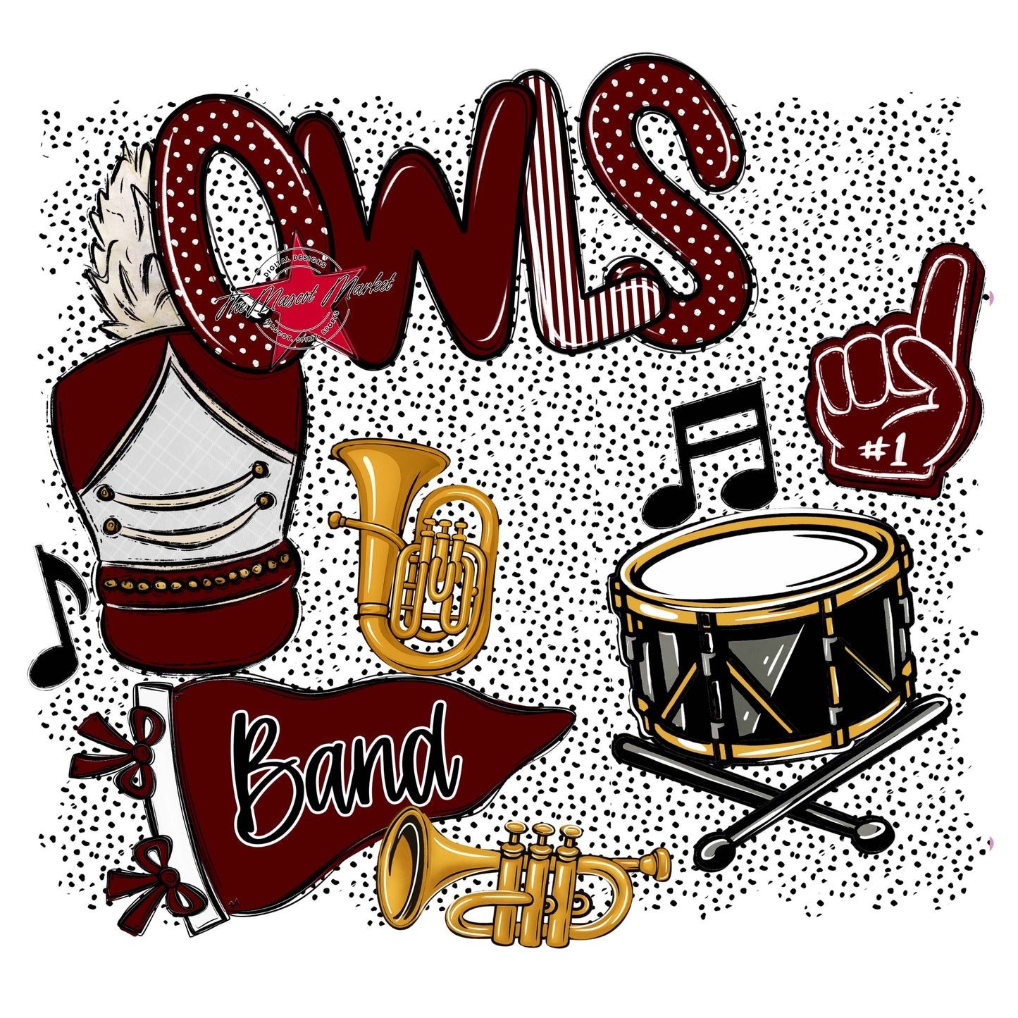 Owls Band Spirit-Maroon
