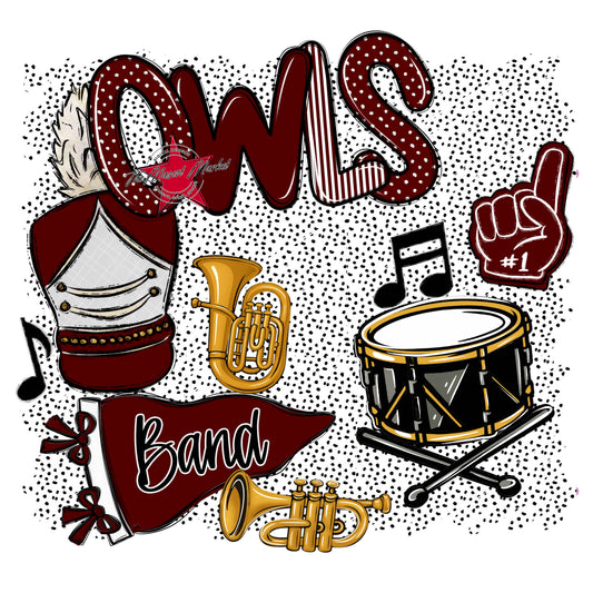 Owls Band Spirit-Maroon