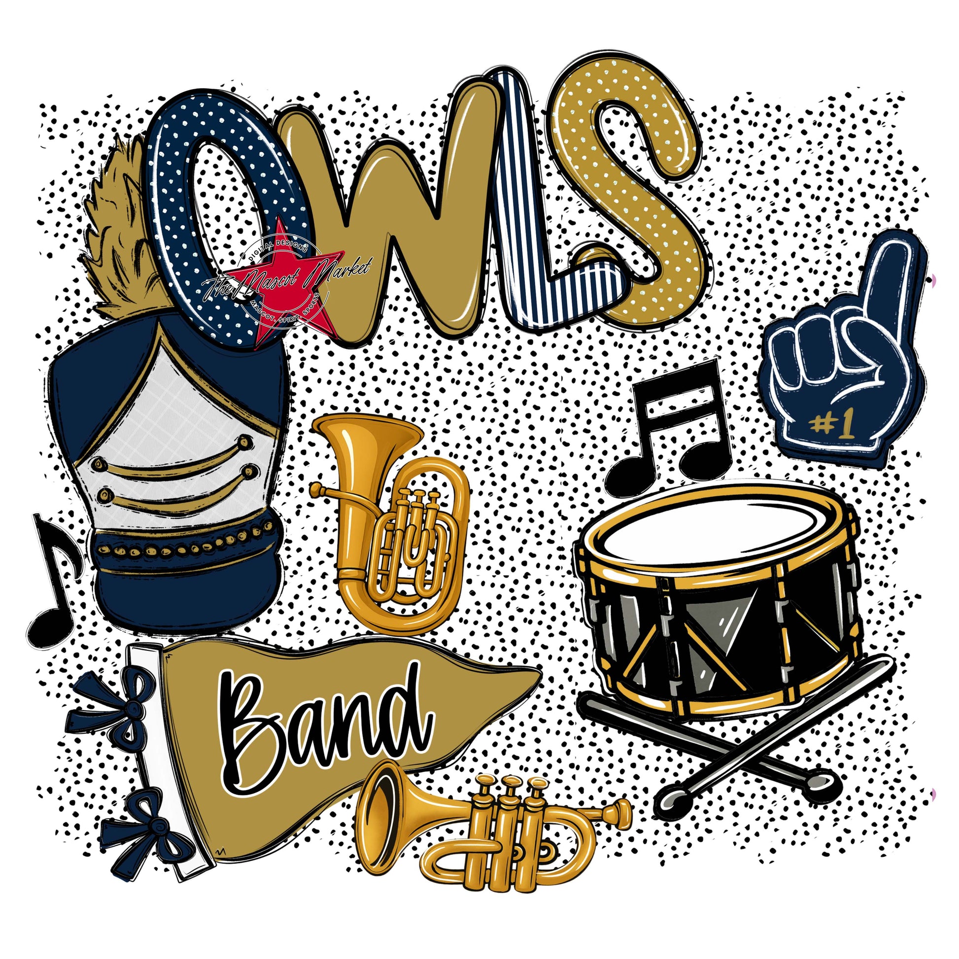 Owls Band Spirit-Navy & Gold