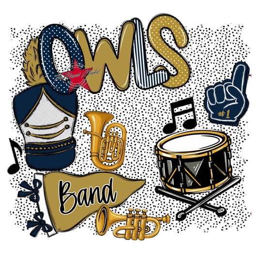 Owls Band Spirit-Navy & Gold