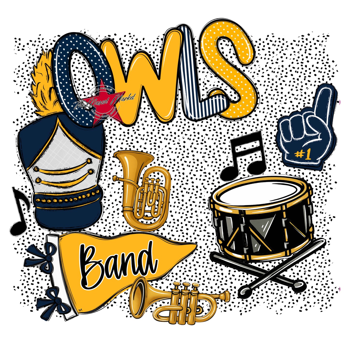 Owls Band Spirit-Navy & Yellow