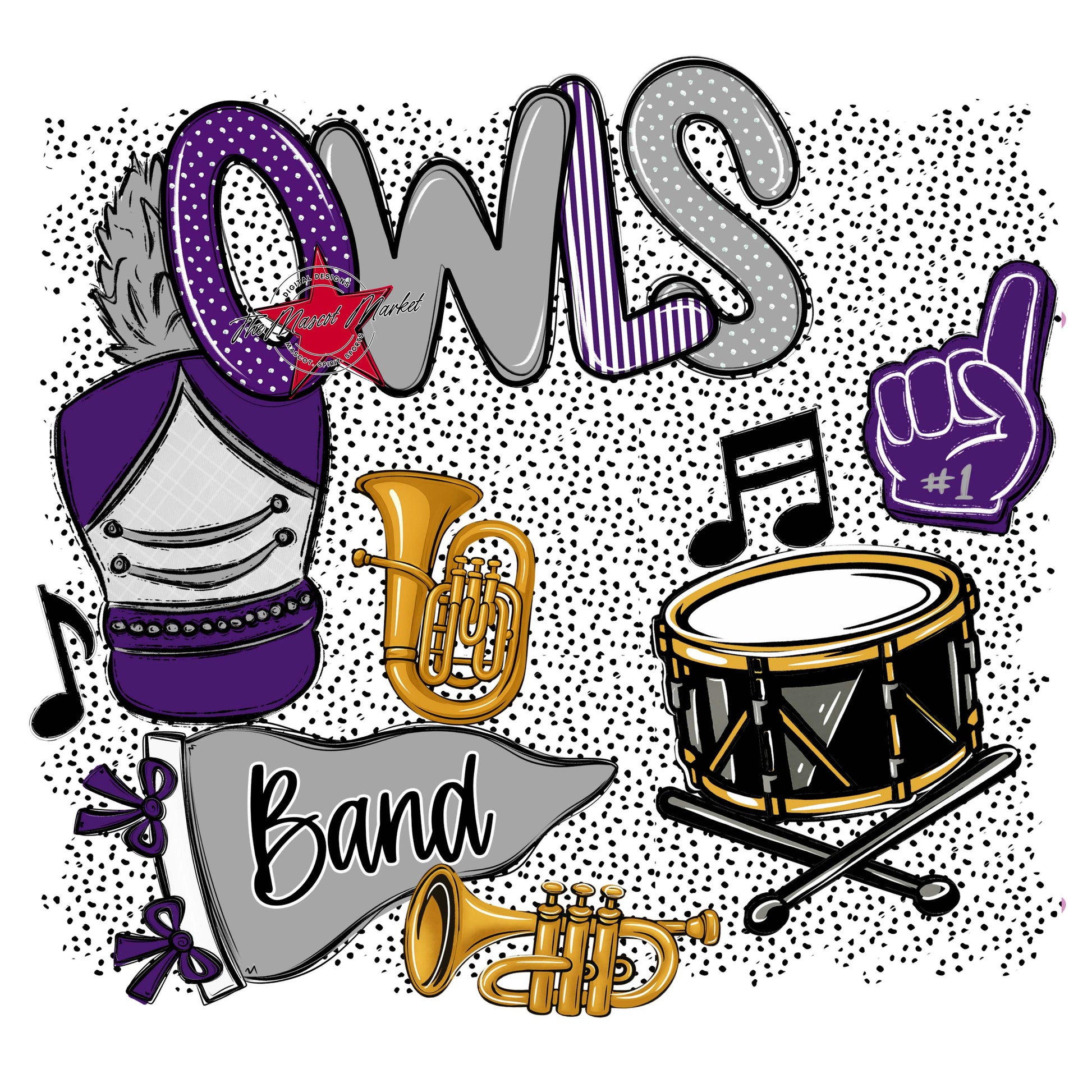 Owls Band Spirit-Purple & Grey