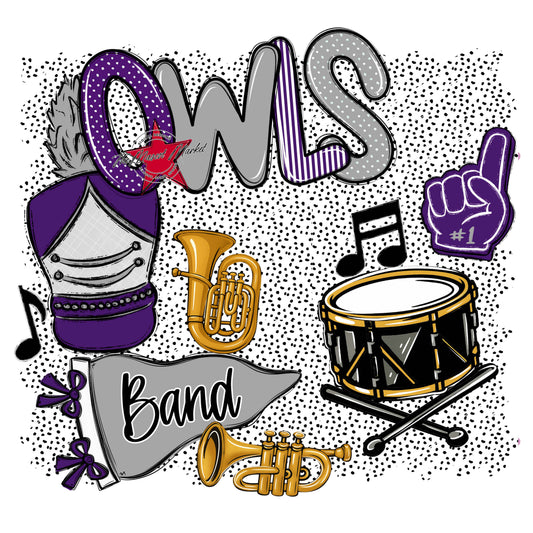 Owls Band Spirit-Purple & Grey