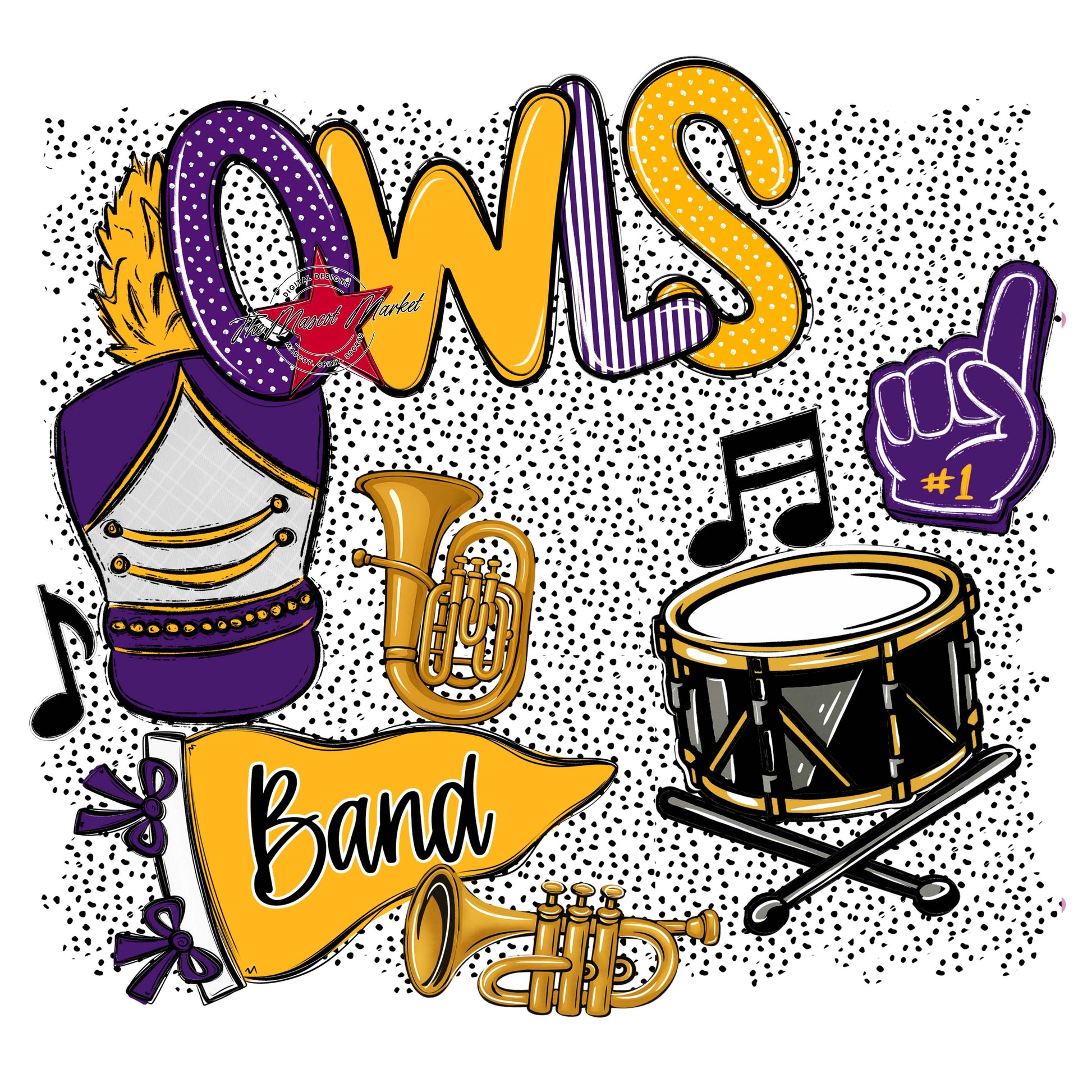 Owls Band Spirit-Purple & Yellow