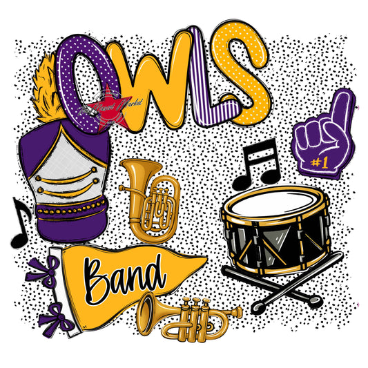 Owls Band Spirit-Purple & Yellow