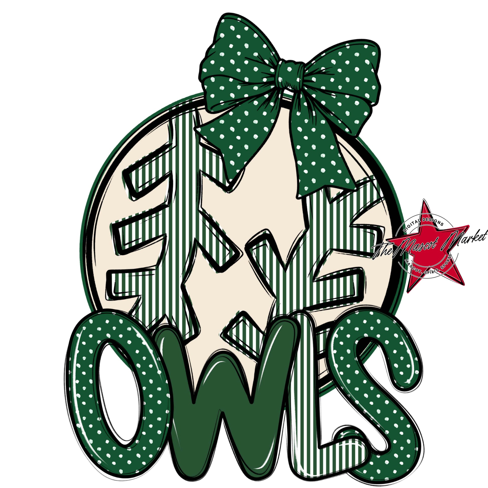 Owls Baseball-Softball Spirit Design-Green
