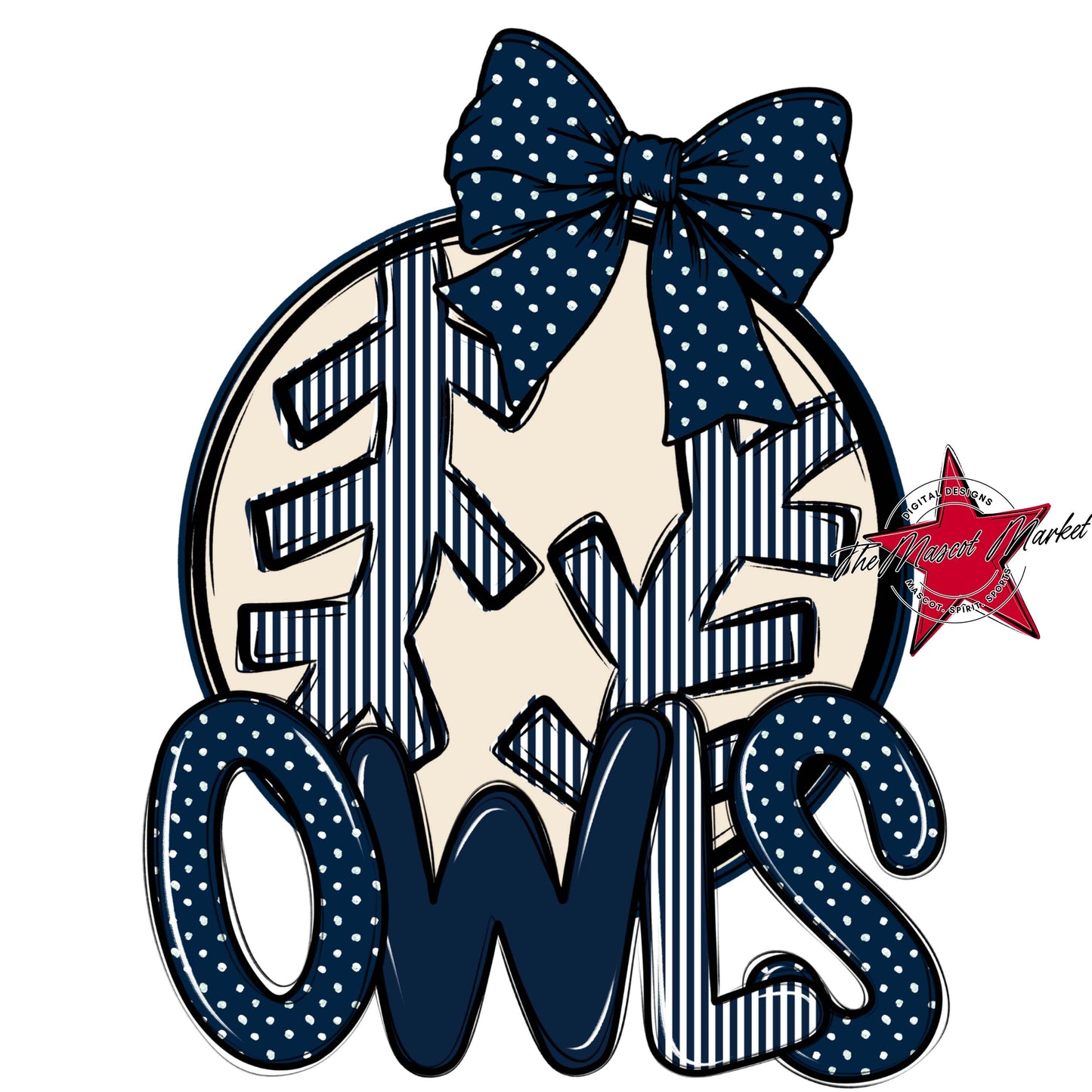 Owls Baseball-Softball Spirit Design-Navy