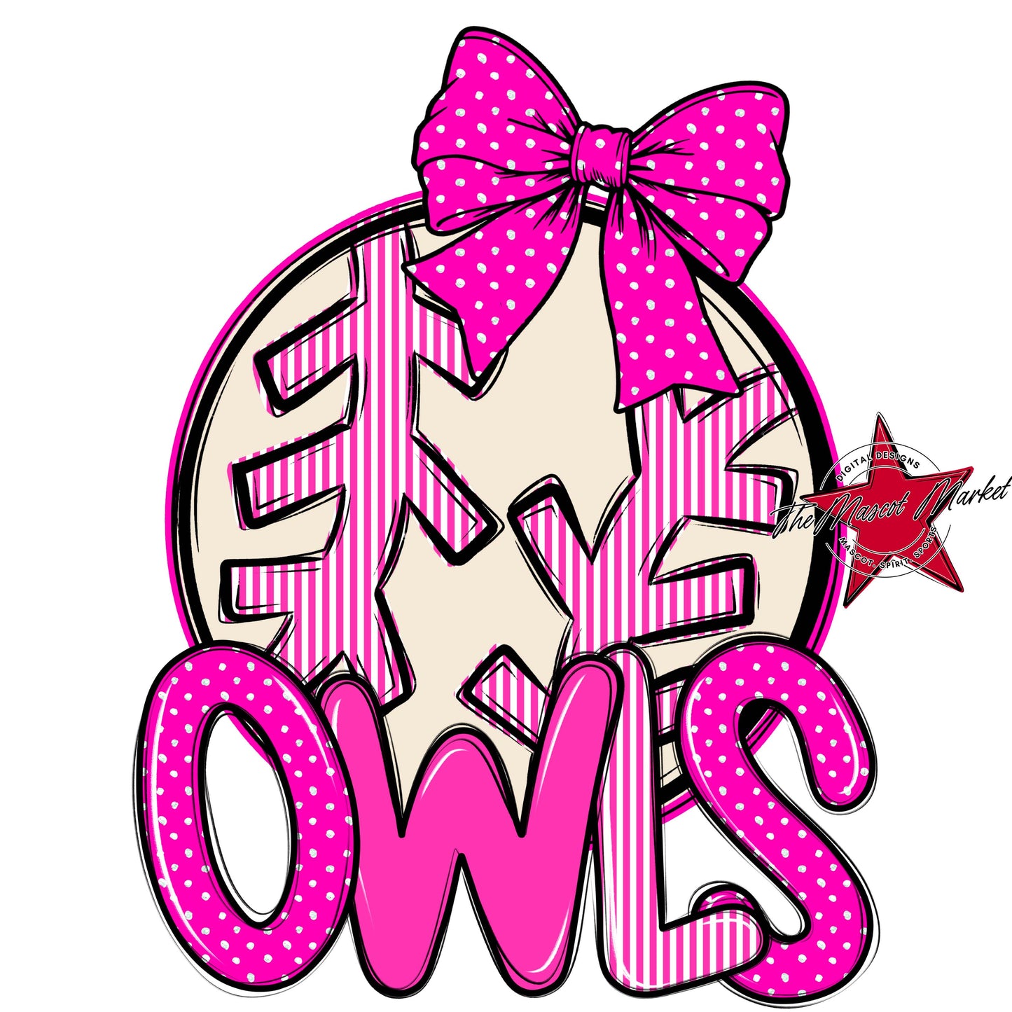 Owls Baseball-Softball Spirit Design-Pink