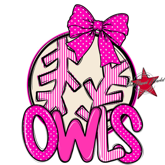 Owls Baseball-Softball Spirit Design-Pink