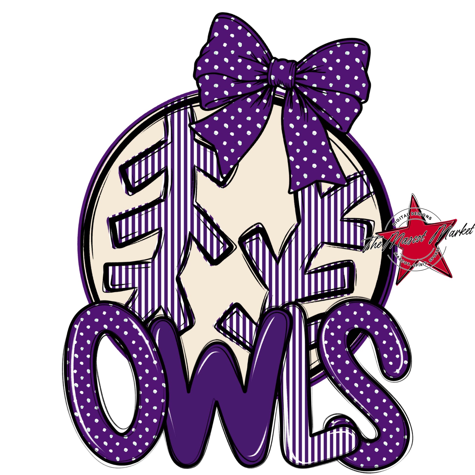 Owls Baseball-Softball Spirit Design-Purple