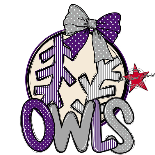 Owls Baseball-Softball Spirit Design-Purple & Grey