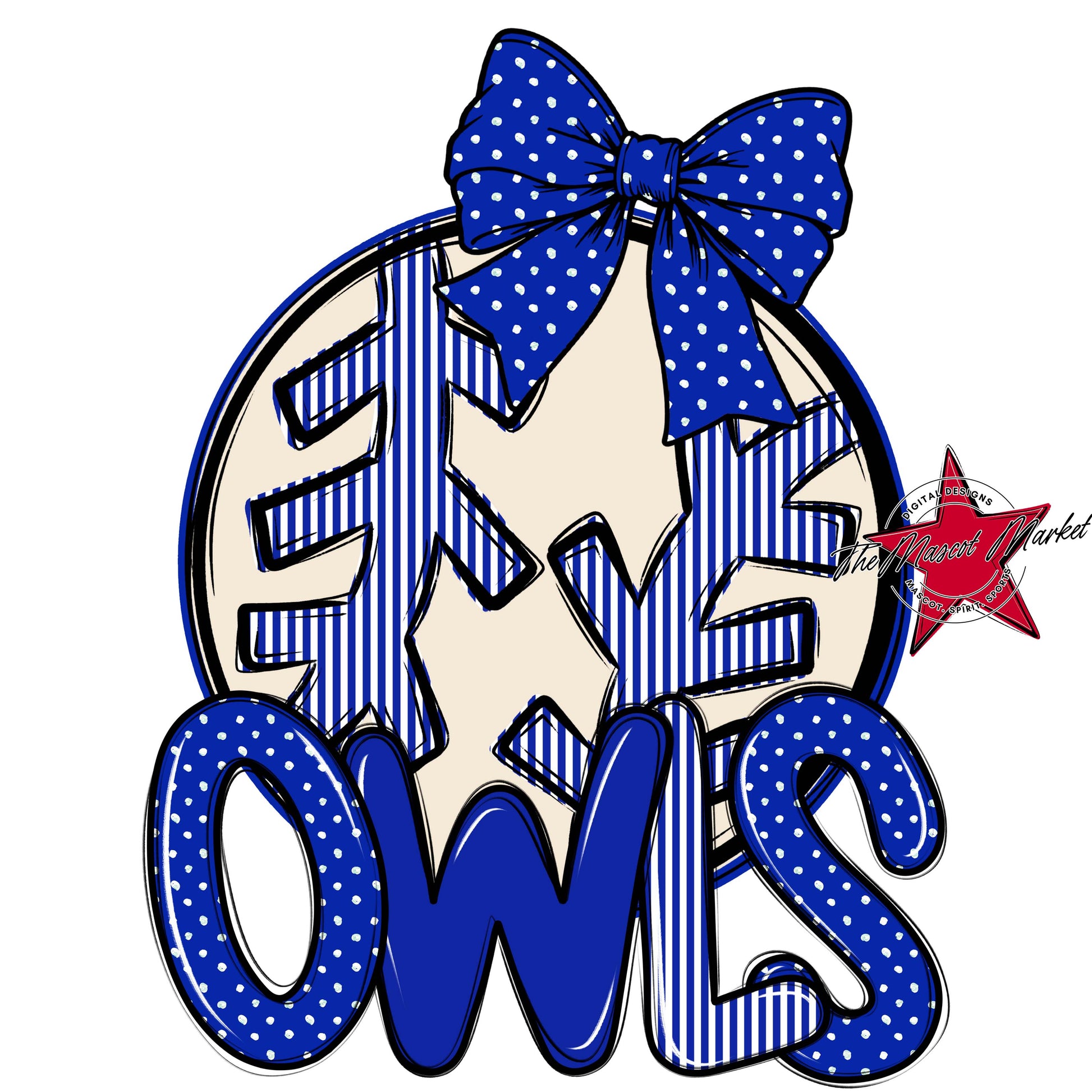 Owls Baseball-Softball Spirit Design-Royal Blue