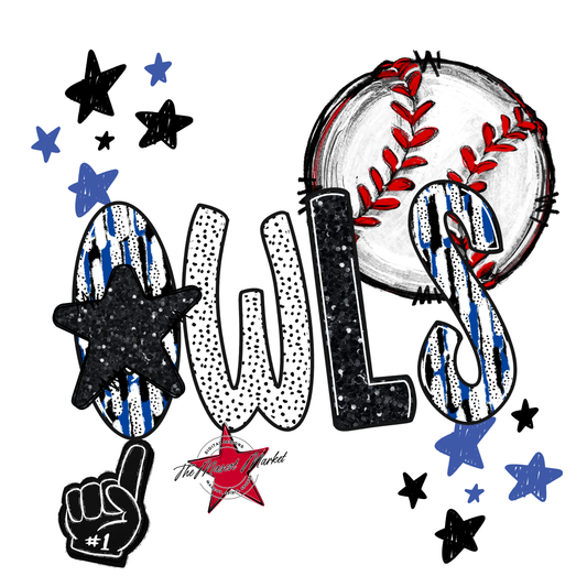 Owls Baseball Scrape-Off Blue