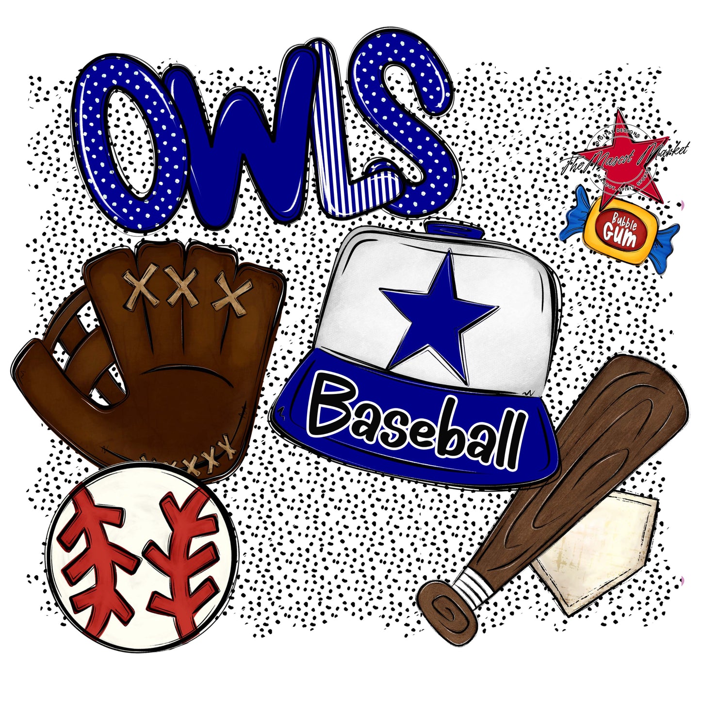 Owls Baseball Spirit-Blue