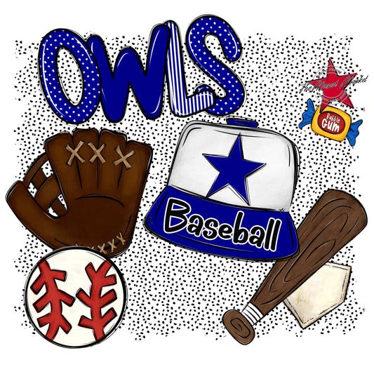 Owls Baseball Spirit-Blue