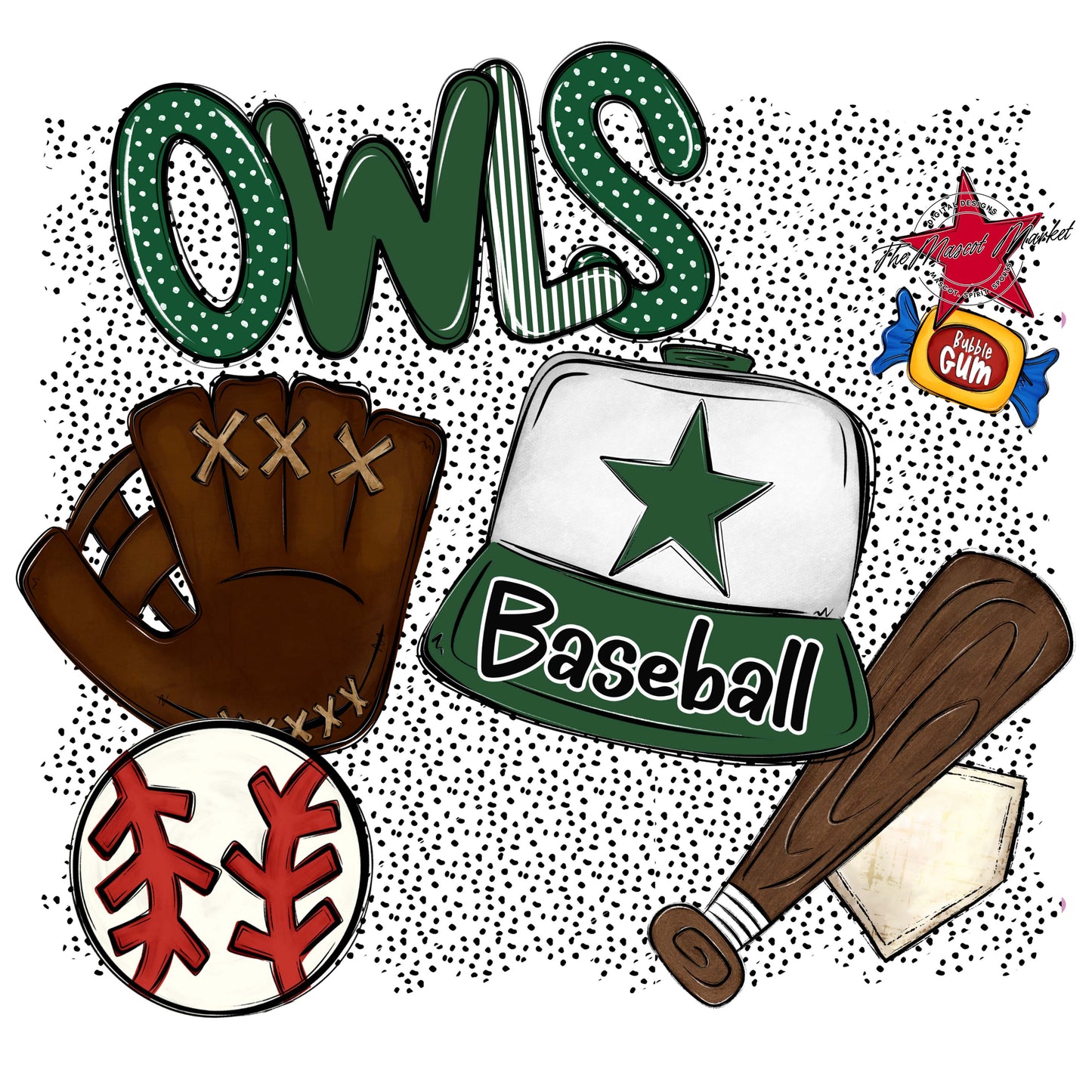 Owls Baseball Spirit-Green