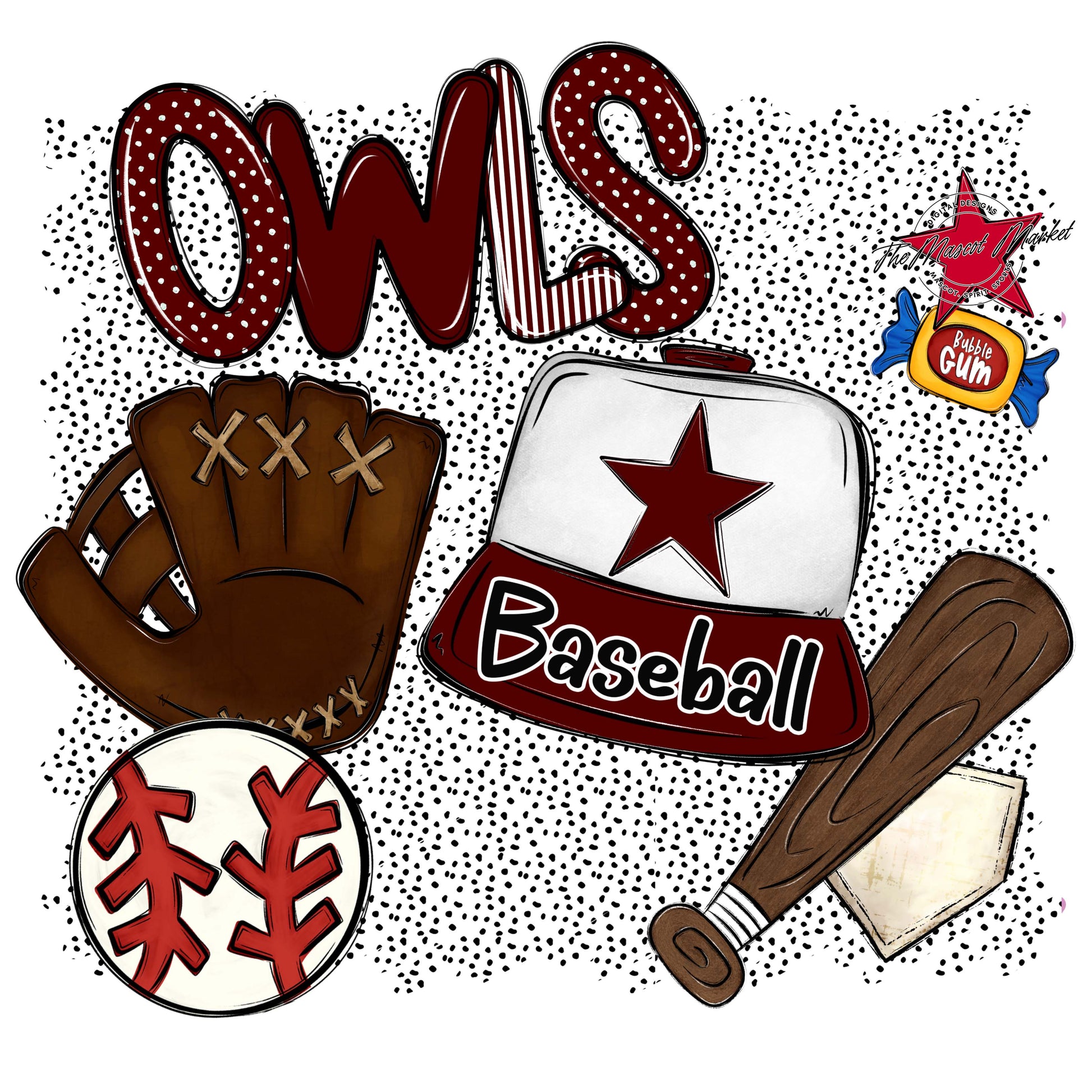 Owls Baseball Spirit-Maroon
