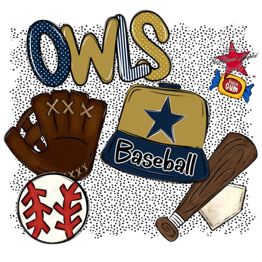 Owls Baseball Spirit-Navy & Gold