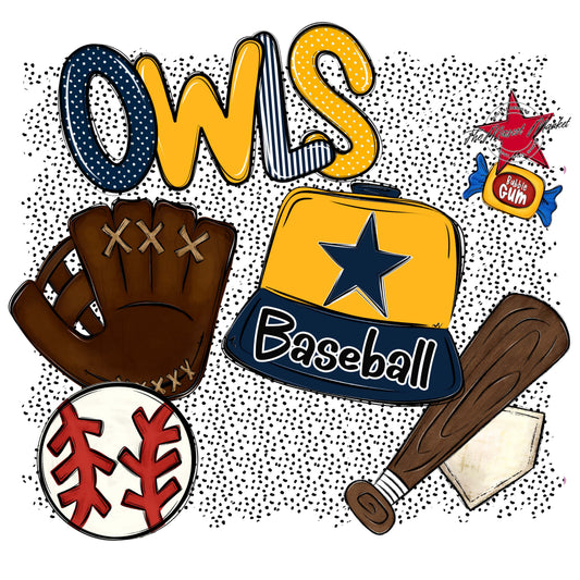 Owls Baseball Spirit-Navy & Yellow