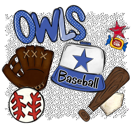 Owls Baseball Spirit-Off Blue