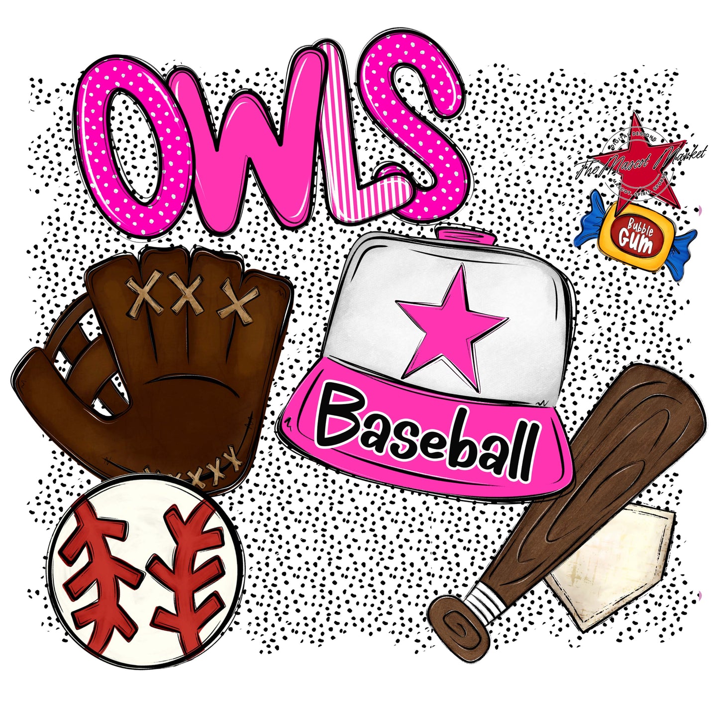 Owls Baseball Spirit-Pink