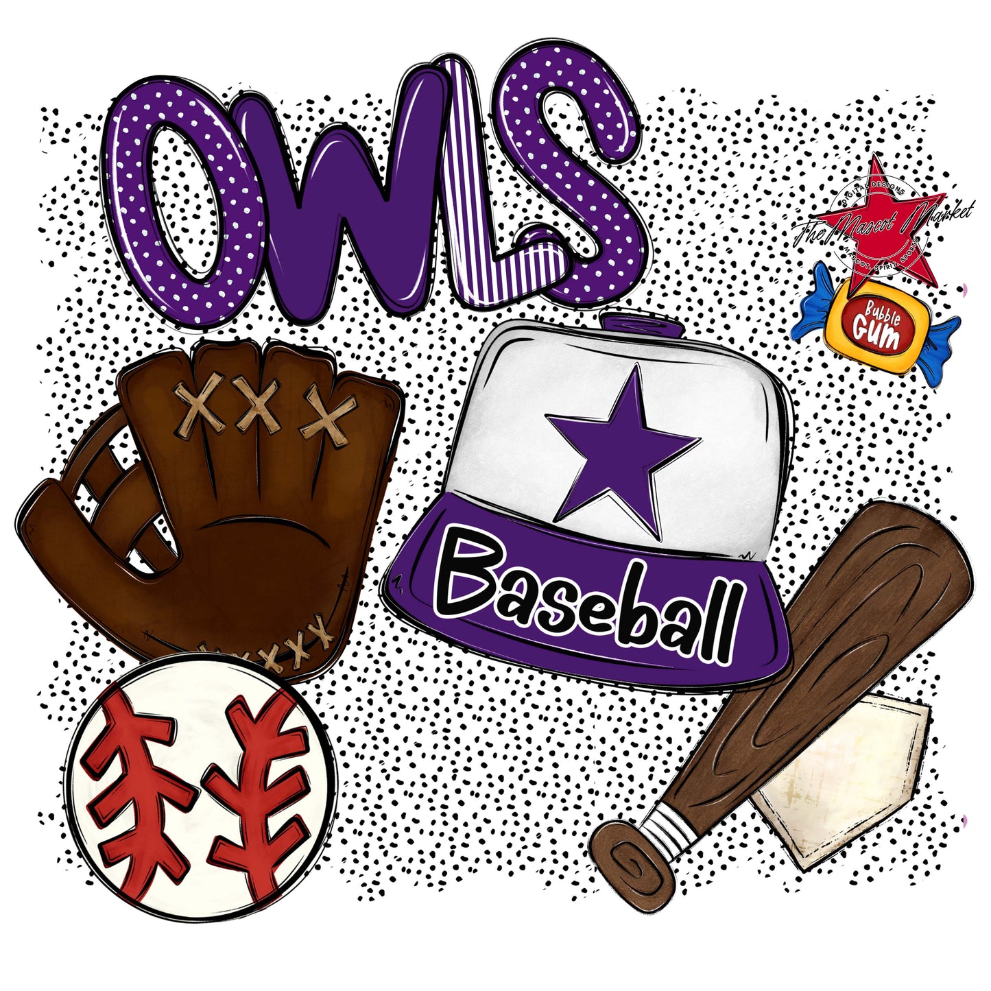 Owls Baseball Spirit-Purple