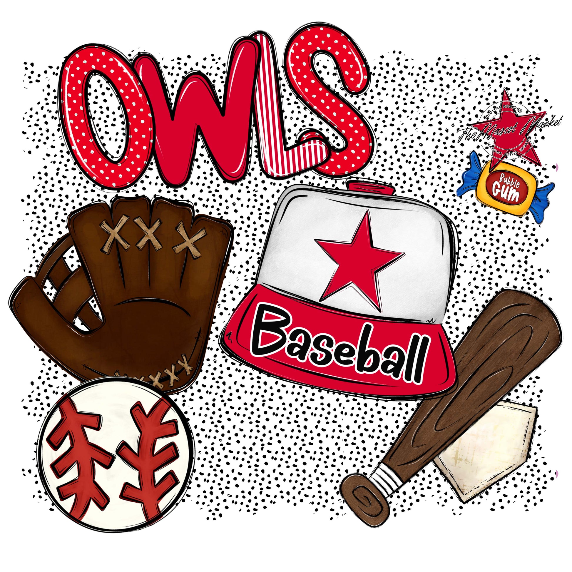 Owls Baseball Spirit-Red