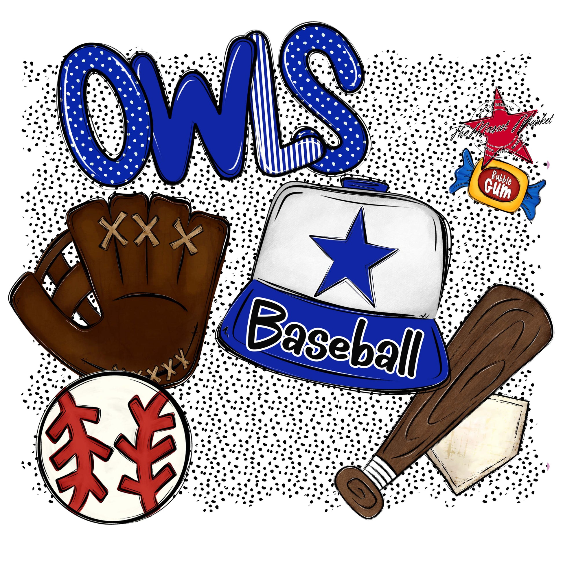 Owls Baseball Spirit-Royal Blue