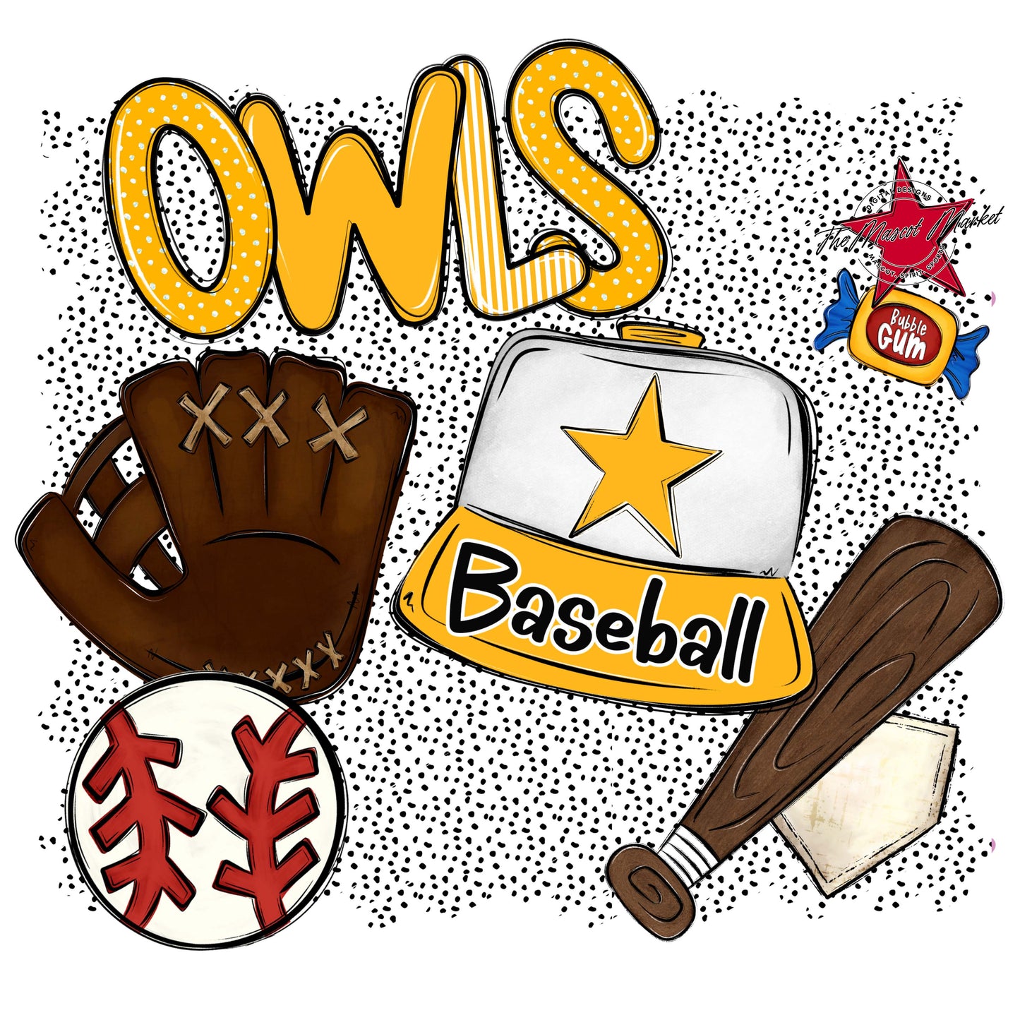 Owls Baseball Spirit-Yellow