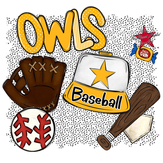Owls Baseball Spirit-Yellow
