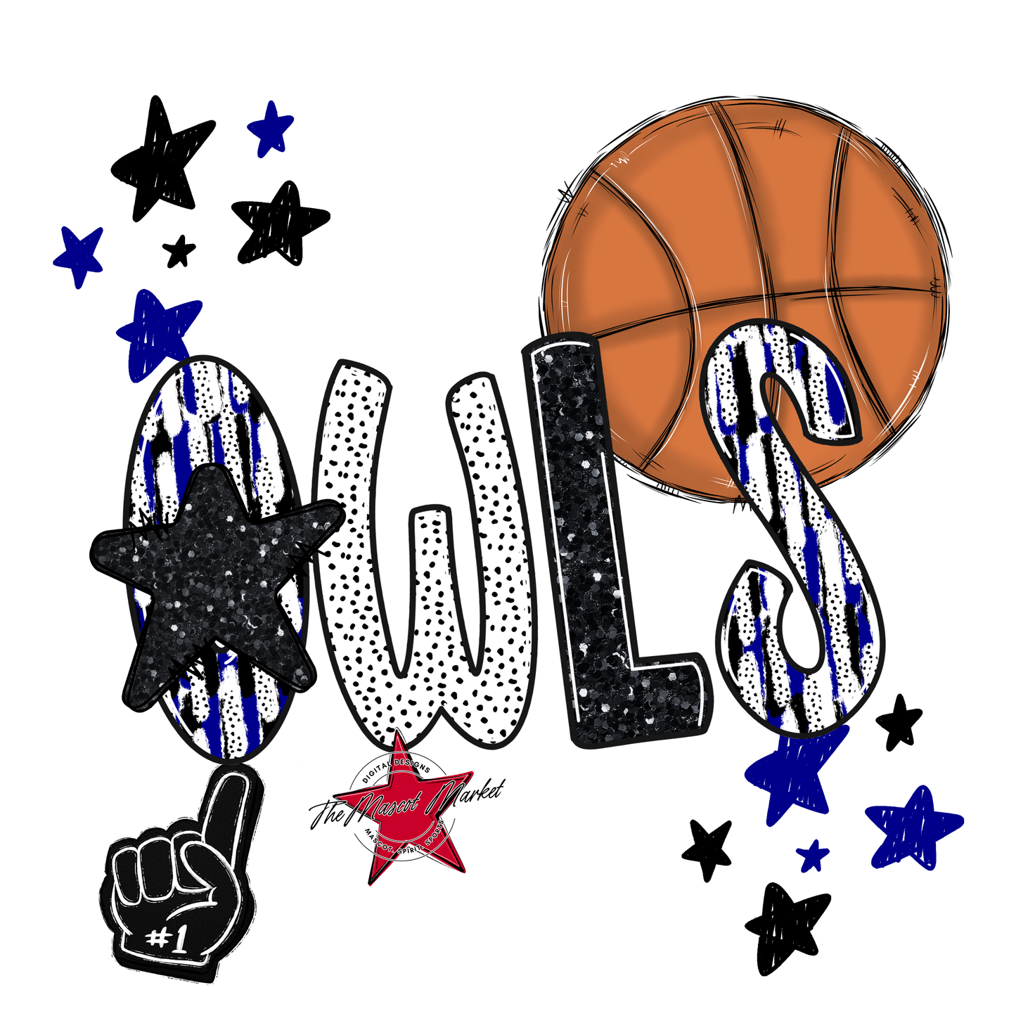Owls Basketball Scrape-Blue
