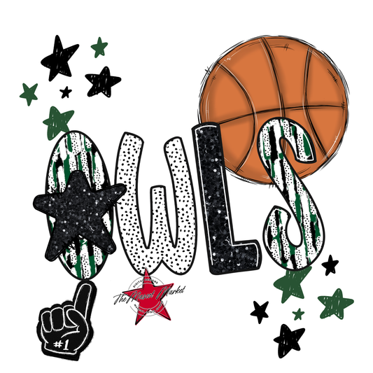 Owls Basketball Scrape-Green