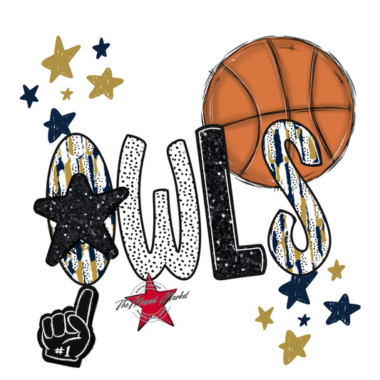 Owls Basketball Scrape-Navy-Gold