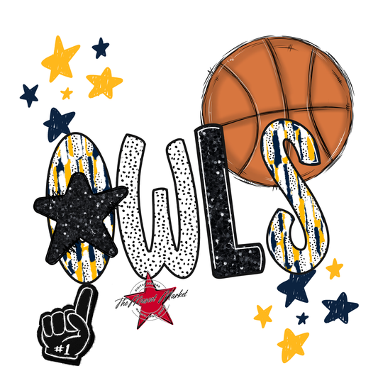 Owls Basketball Scrape-Navy-Yellow