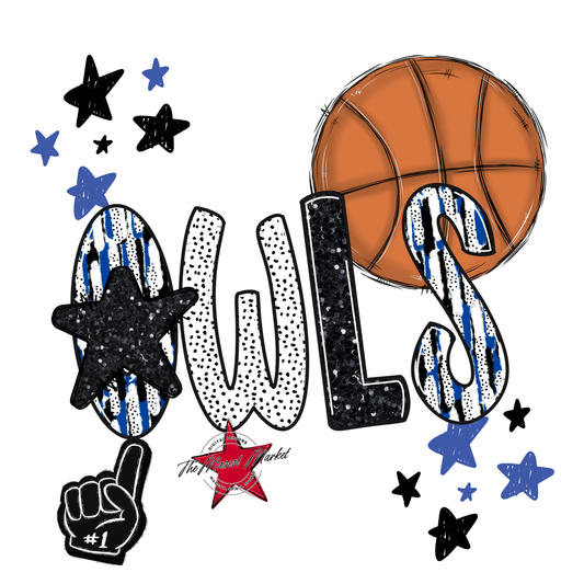 Owls Basketball Scrape-Off Blue