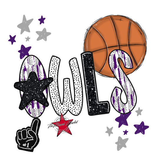 Owls Basketball Scrape-Purple-Grey
