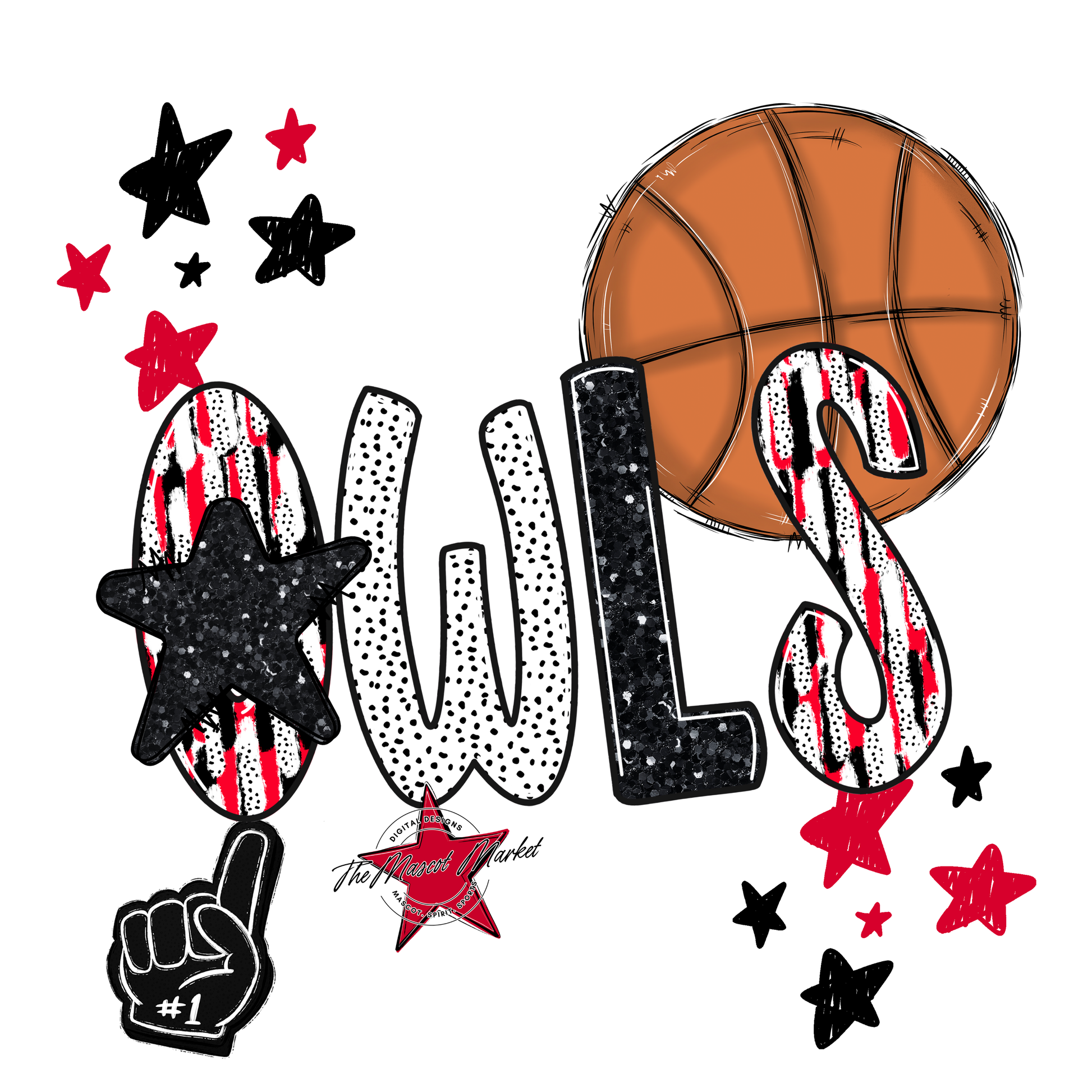 Owls Basketball Scrape-Red