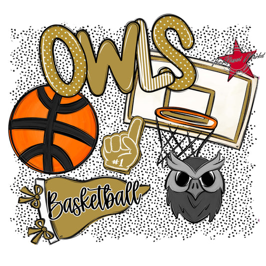 Owls Basketball Spirit-Gold