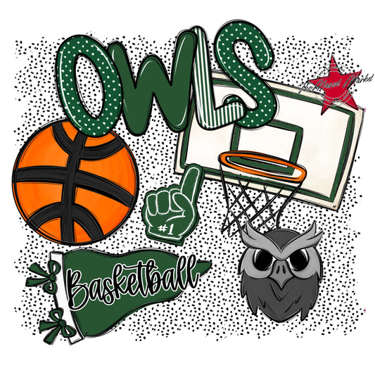 Owls Basketball Spirit-Green