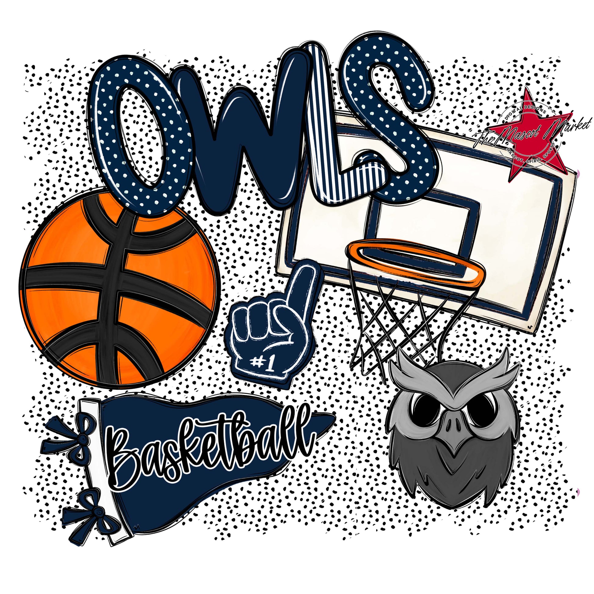 Owls Basketball Spirit-Navy