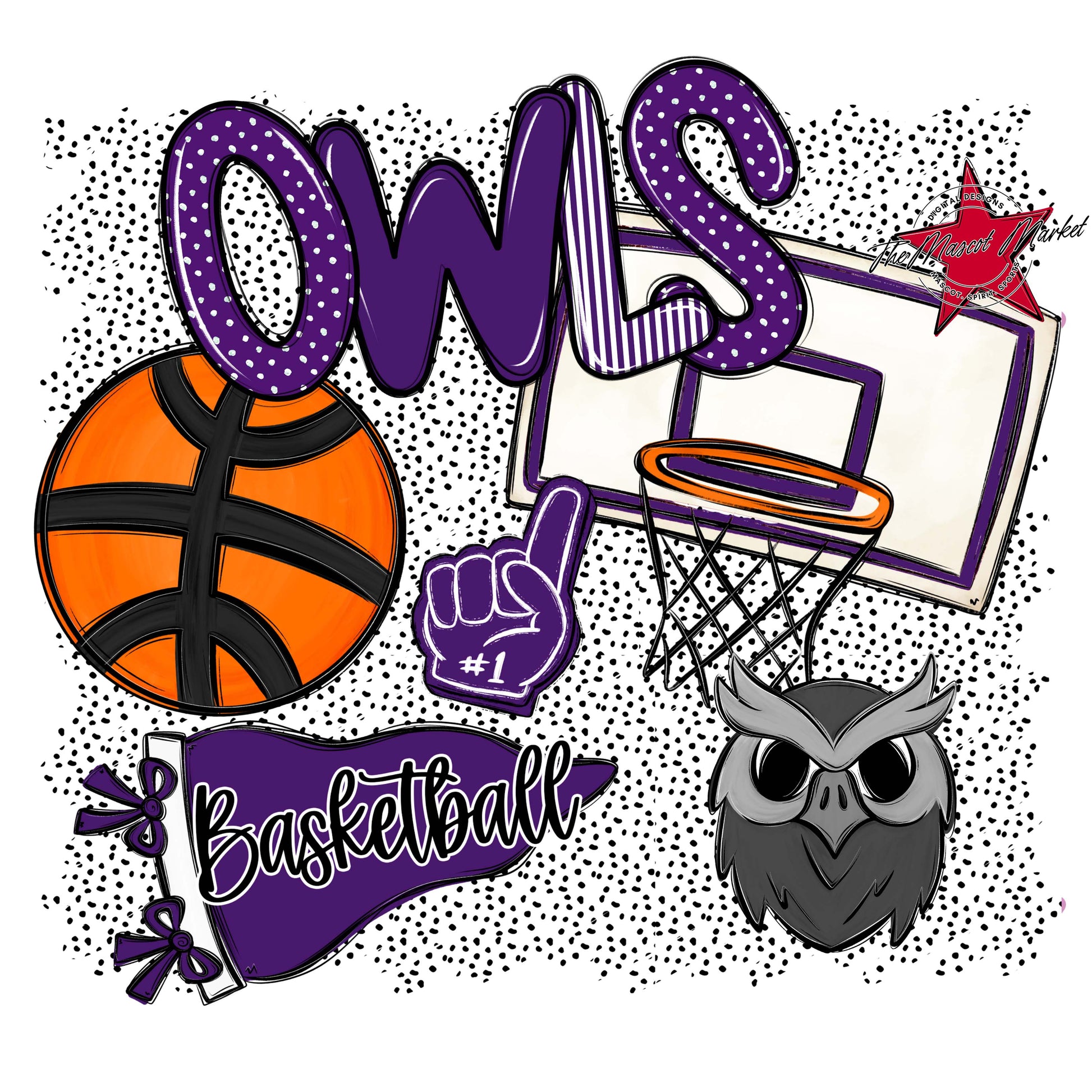 Owls Basketball Spirit-Purple