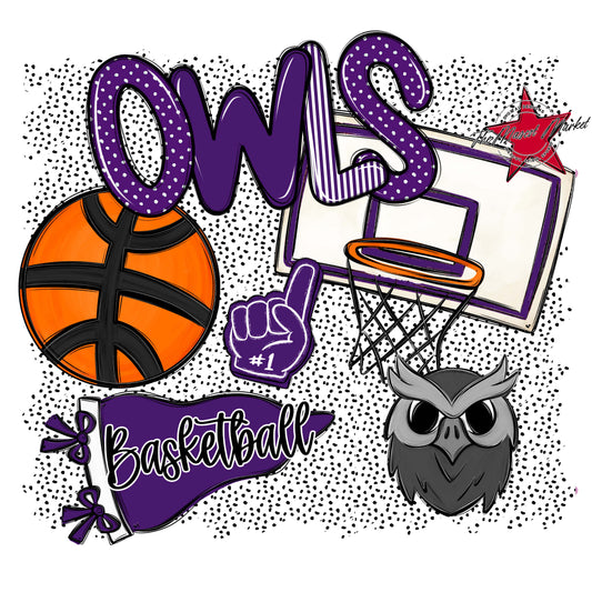 Owls Basketball Spirit-Purple